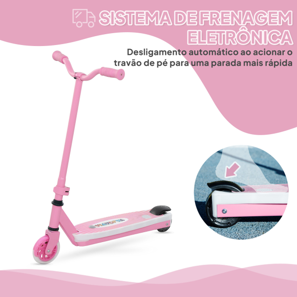 AIYAPLAY Trotinete Elétrica para Crianças Máx. 6 km/h Motor 80 W Autonomia Máxima 8 km com Luzes LED Travão Traseiro Rosa - Image 7