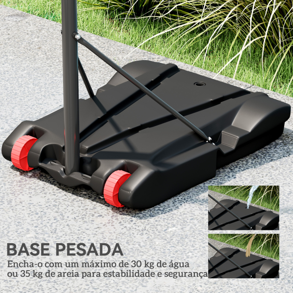 SPORTNOW Tabela de Basquetebol para Exterior com Alvo de Dardos com Ajustável 210-247 cm Rodas Base Rellenável Preto - Image 6