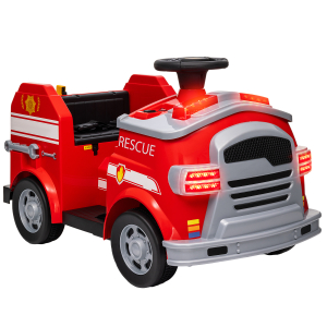 AIYAPLAY Carro Elétrico para Crianças acima de 3 Anos Caminhão de Bombeiros Elétrico para Crianças com Bateria de 12V Sirene Faróis Buzina e Música 86x49x52 cm  Vermelho