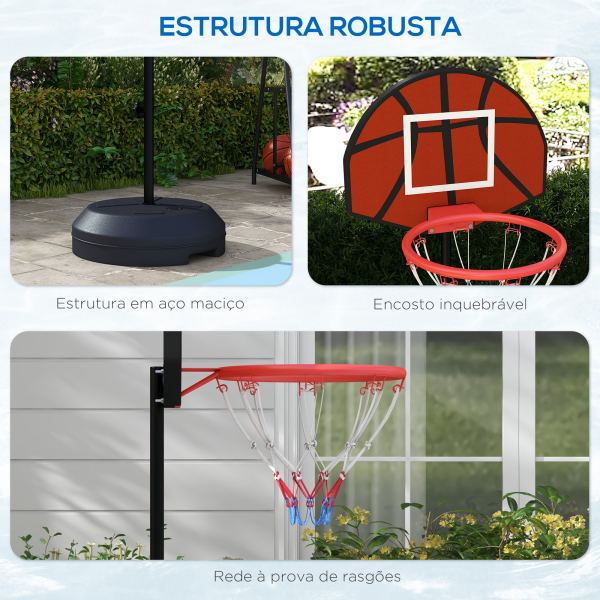 SPORTNOW Tabela de Basquetebol com Altura Ajustável 129-179 cm Aro de Basquetebol com Alvo Magnético e Dardos Ø38x129-179 cm Preto - Image 7