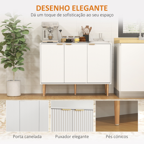 HOMCOM Aparador de Sala de Estar com Prateleira Ajustável Móvel para TV para Quarto Sala de Estar 107x35x80 cm Branco - Image 6