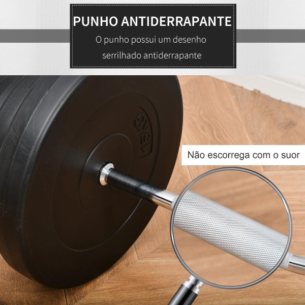 HOMCOM Barra de Pesos Curvada com 8 Discos de Peso Intercambiáveis até 70kg de Aço para Treinamento Culturismo em Academia Casa 140x38,5x38,5cm Preto - Image 6