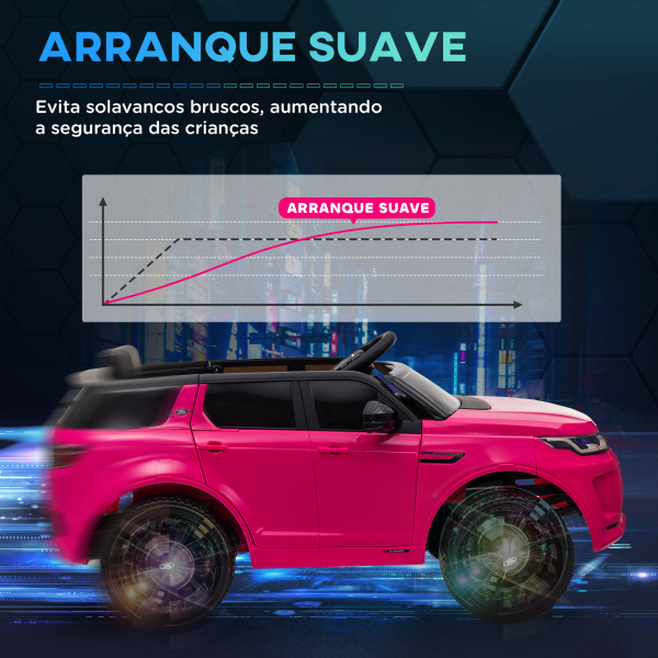 AIYAPLAY Carro Elétrico para Crianças com Licença Land Rover Discovery Sport Bateria 12V Faróis Buzina e Música 106x65,5x51 cm Rosa - Image 6