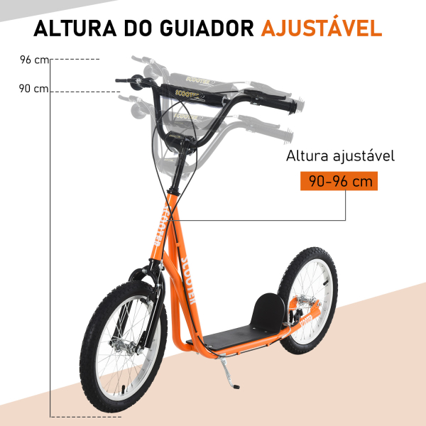 HOMCOM trotinete para crianças acima de 5 anos de altura ajustável com pneus Freio laranja - Image 4