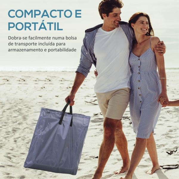 Outsunny Conjunto de 2 esteiras de praia com encosto reclinável em 5 níveis, bolsa de transporte e apoio de cabeça 48x134x33-43 cm cinza - Image 6