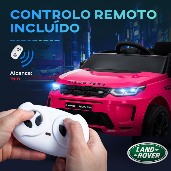 AIYAPLAY Carro Elétrico para Crianças com Licença Land Rover Discovery Sport Bateria 12V Faróis Buzina e Música 106x65,5x51 cm Rosa - Image 7