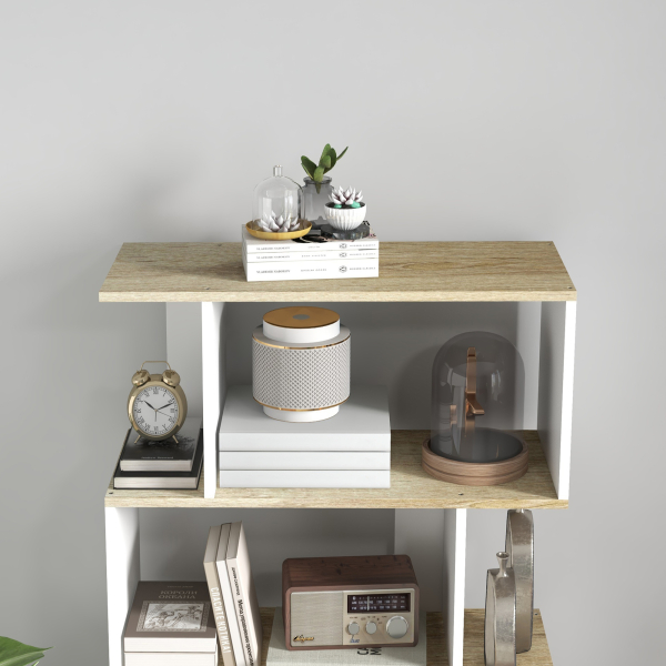 HOMCOM Estante para Livros Estilo Nórdico Estante com 5 Prateleiras Anti-Tombo Carga 25 kg 70x29,5x163 cm Branco e Madeira - Image 9