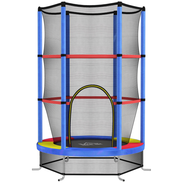 HOMCOM Trampolim Infantil Ø140x190 cm Trampolim para Crianças de 3-6 Anos com Rede de Segurança Carga 45 kg para Interior Azul