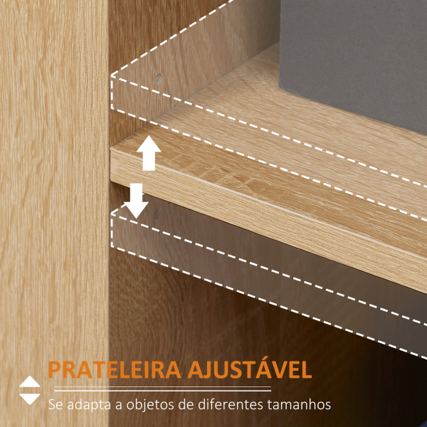 HOMCOM Aparador Moderno com 2 Portas 1 Gaveta e 3 Prateleiras Abertas Aparador Auxiliar de Armazenamento 80x30x96,5cm Madeira - Image 5