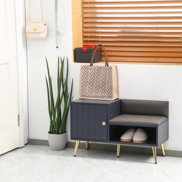 HOMCOM Banco Sapateira com Compartimento Aberto e Almofada Acolchoada para 4 Pares de Sapatos 80x33x49 cm Cinza Escuro - Image 8