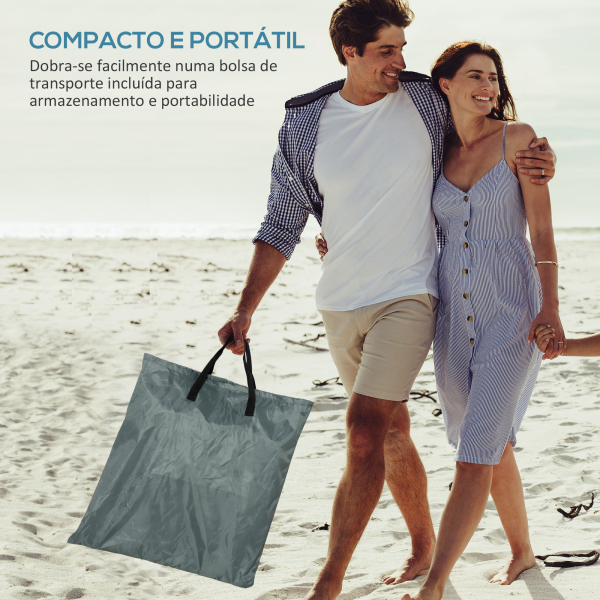 Outsunny Conjunto de 2 Esteiras de Praia com Encosto Reclinável em 5 Níveis Bolsa de Transporte e Apoio de Cabeça 48x134x33-43 cm Branco e Cinzento - Image 5
