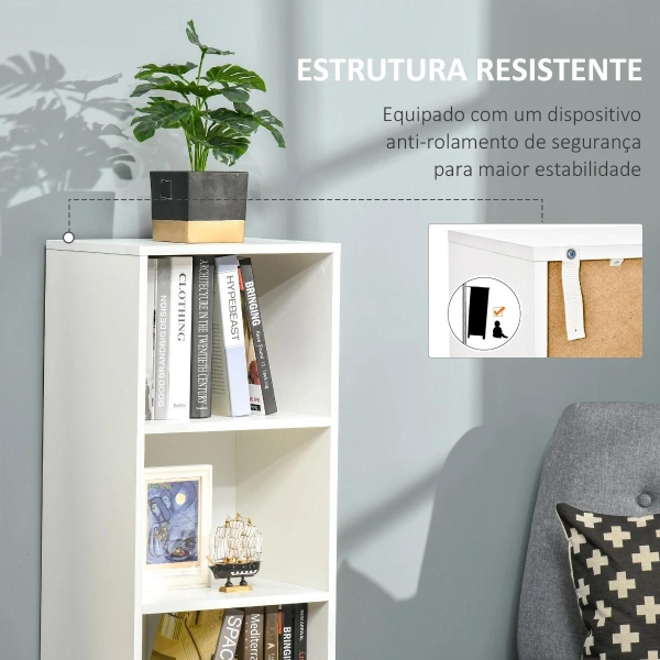 HOMCOM Estante com 3 Prateleiras Abertas e 1 Fechada com Porta Estante de Estilo Moderno para Armazenamento de Livros Brinquedos Plantas 40x30x129,5cm Branco - Image 5