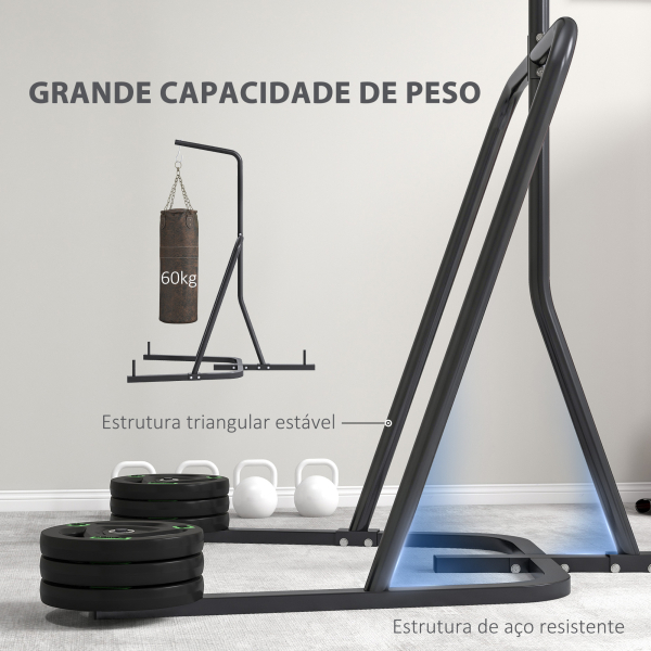 SPORTNOW Suporte Saco de Boxe com Estrutura de Aço Carga 60 kg para Bolas de Velocidade Treino em Ginásio Casa 160x115x208 cm Preto - Image 5