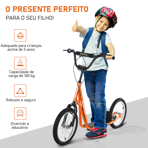 HOMCOM trotinete para crianças acima de 5 anos de altura ajustável com pneus Freio laranja - Image 5