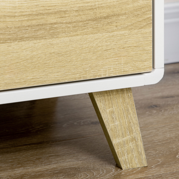 HOMCOM Cómoda com 4 Gavetas de Madeira com Pés Elevados para Sala de Estar Dormitório Escritório 80x40x79,5cm Carvalho e Branco - Image 7