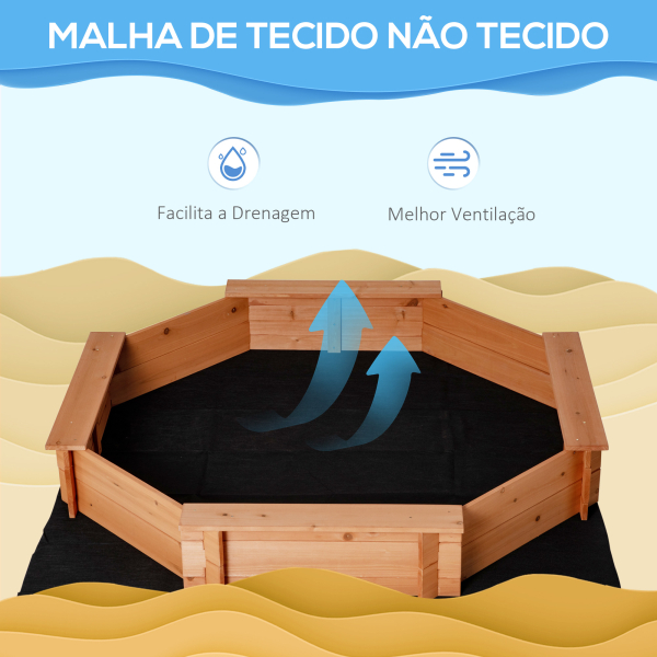 Outsunny Caixa de Areia de Madeira para Crianças Caixa de Areia Infantil com Cobertura de Poliéster 139,5x139,5x21,5 cm Vermelho e Azul - Image 5