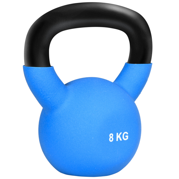 HOMCOM Kettlebell de 8kg de Ferro Fundido Peso Russo com Revestimento de Neoprene para Treinamento de Força 18x11x20cm Azul