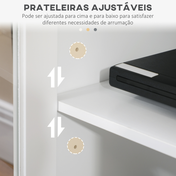 HOMCOM Móvel de TV para Televisores de até 58" com 4 Portas de Vidro Temperado e Prateleiras Ajustáveis 130x35x60 cm Branco - Image 5