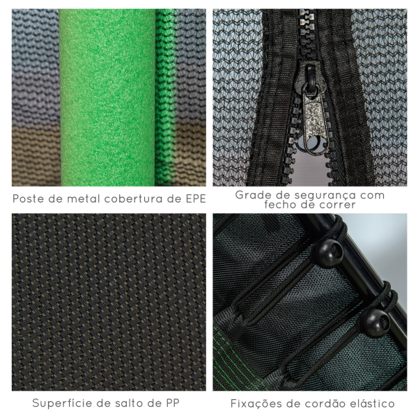 HOMCOM Trampolim para Crianças com Rede de Segurança e Estrutura de Aço para Interiores e Exteriores Carga 50kg Ø163,5x190 cm Verde - Image 6