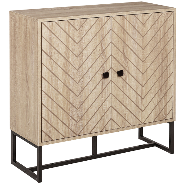 HOMCOM Aparador Sala de Estar com 2 Portas e Prateleiras Armário de Armazenamento Estilo Moderno 80x29,5x80 cm Madeira e Preto