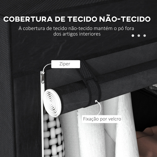 HOMCOM Roupeiro de Tecido Dobrável com 6 Prateleiras e 1 Barra de Pendurar para Dormitório Vestidor 103x43x162,5 cm Preto - Image 5