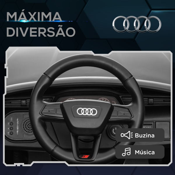 AIYAPLAY Carro Elétrico para Crianças Carro Audi Q8 Etron Sportback Infantil 12V Faróis Buzina e Música 98x49,5x43 cm Cinza - Image 6