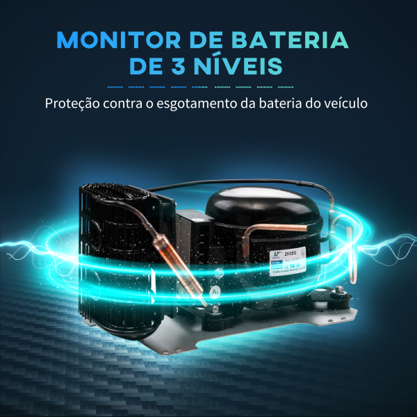 HOMCOM Geleira Elétrica de Compressor Portátil 15L para Carro -20℃ a 20℃ 12 / 24V CC e 100-240V CA 56,8x33x26,2 cm Branco - Image 6