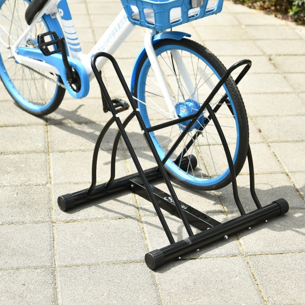 HOMCOM Suporte de Estacionamento Cruzado para 2 Bicicletas Aço Portátil 60x54x57 cm Preto - Image 7