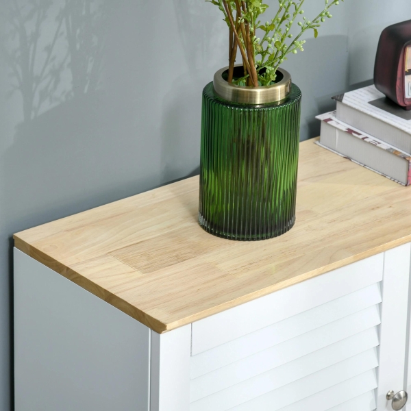 HOMCOM Aparador de 2 Portas Desenho de Persiana com Prateleira Ajustável Armário Auxiliar de Armazenamento Moderno para Sala de Estar Dormitório 80x30x78,5cm Branco - Image 7