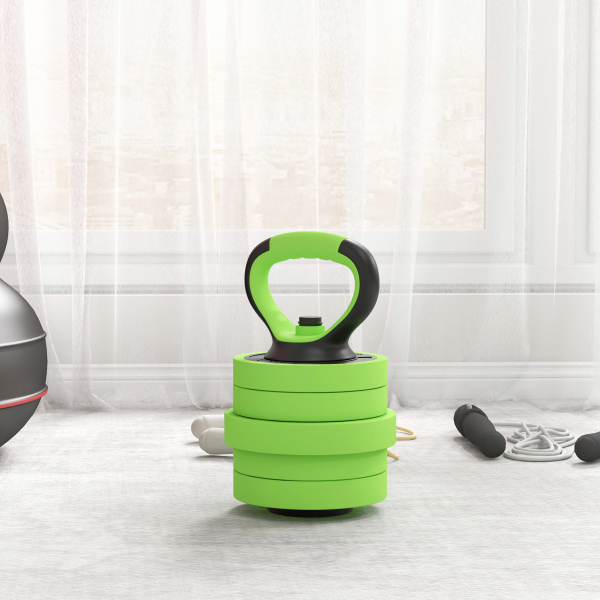 SPORTNOW Conjunto de Halteres 20kg 4 em 1 Conjunto de Pesos com Kettlebell Barra de Pesos para Treino de Força em Casa Ginásio Verde - Image 8