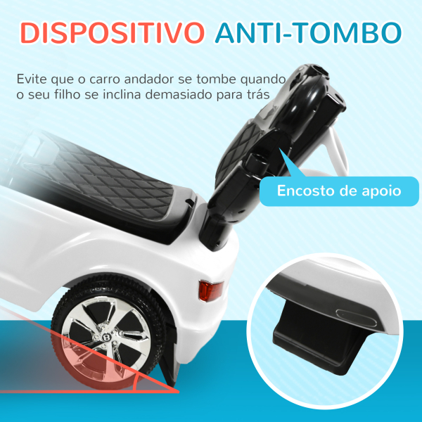 AIYAPLAY Carro Andador 3 em 1 com Licença Bentley Bentayga Carro Andador para Bebés com Guiador e Capô Desmontáveis Branco - Image 6