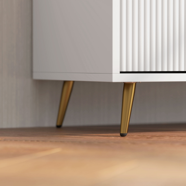 HOMCOM Móvel de TV Moderno Móvel de TV para Sala de Estar com 2 Compartimentos Abertos  para Televisores de 55 Polegadas 120x35x48 cm Branco - Image 9