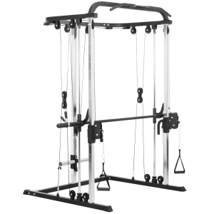 SPORTNOW Máquina Multi Estação de Musculação Máquina de Musculação com Suporte para Agachamentos e Barra para Pesos 210x132x225 cm Preto