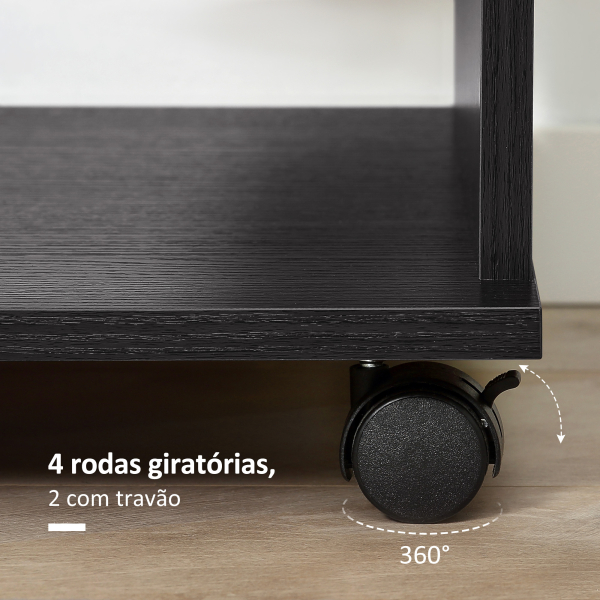 HOMCOM Roupeiro de Madeira Móvel Armário Roupeiro Aberto com Barra para Pendurar e 3 Prateleiras Organizadoras 80x40x128 cm Preto - Image 5