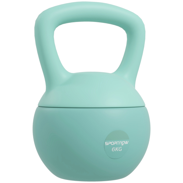 SPORTNOW Kettlebell de 6 kg Pesa Russa Preenchida de Areia Metálica e Alça Antiderrapante para Treino em Casa Ginásio 19x19x28 cm Verde