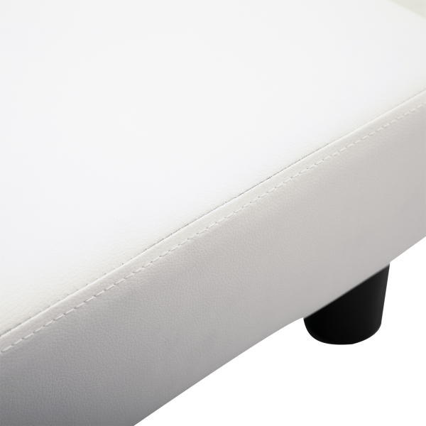 HOMCOM Apoio para os Pés Octomano Banco Pequeno Estofado em Pele Sintética com Assento Acolchoado e Pés de Plástico 40x30x24 cm Branco - Image 8