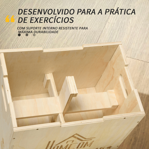 HOMCOM Caixa Pliometria de Madeira Caixa de Saltos com 2 Alças Recortadas Carga Máxima 120 kg 45x40x60 cm Madeira - Image 6
