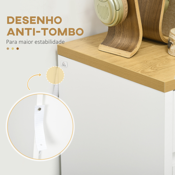 HOMCOM Cómoda Moderna com 4 Gavetas de Madeira para Dormitório Carga Máxima 40 kg 70x37x75 cm Branco e Madeira - Image 6
