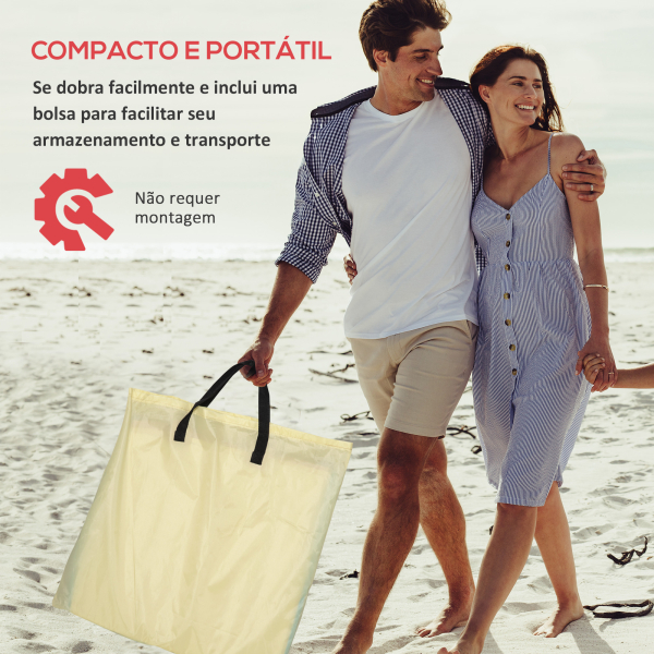 Outsunny Conjunto de 2 Esteiras de Praia Dobráveis 124x53x50cm com Encosto Ajustável e Apoio para a Cabeça Esteira de Praia Tecido Oxford Aço com Bolsa de Transporte Bege e Azul - Image 5