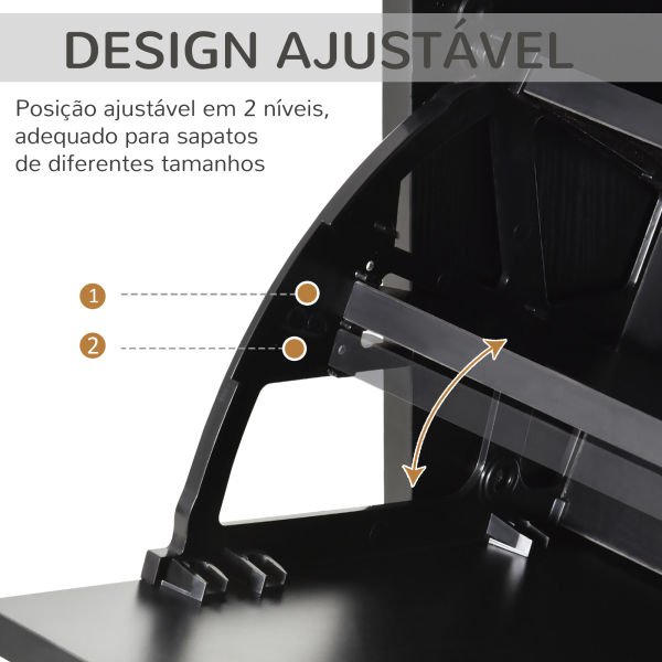 HOMCOM Armário de Sapatos Moderno Sapateira para Corredor Entrada com 6 Prateleiras de Armazenamento Espaço de Exibição 60x26x124cm Preto - Image 6