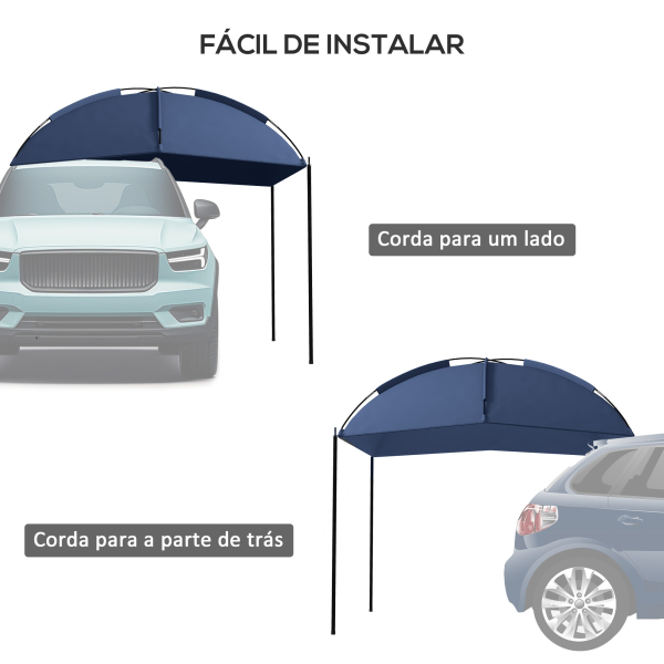 Outsunny Toldo para Carro Abrigo para Campismo com Altura Ajustável e Bolsa de Transporte Impermeável Anti-UV 290x278x230-260 cm Azul Marrinho - Image 5