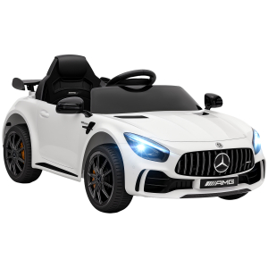 AIYAPLAY Carro Elétrico para Crianças Carro Mercedes-Benz AMG GTR com Bateria 12V Faróis  Buzina e Música 108x67x46 cm Branco