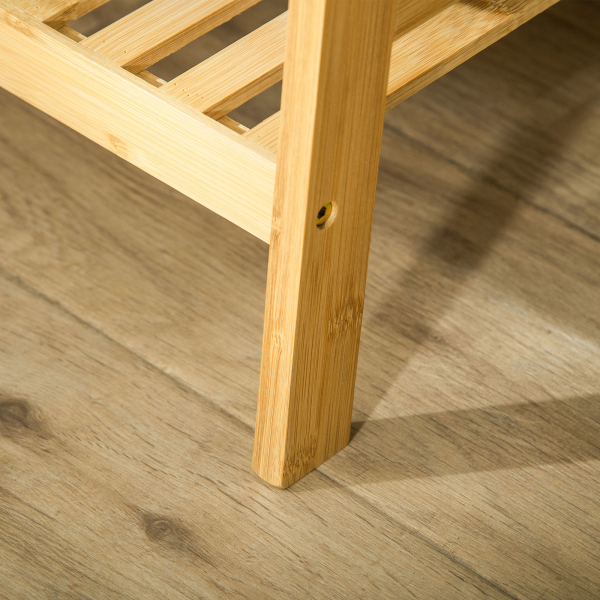 HOMCOM Suporte para Cabides de Bambu Cabideiro com Prateleira de 3 Níveis com Barra e Cabide Lateral 70x42x164cm Madeira - Image 8