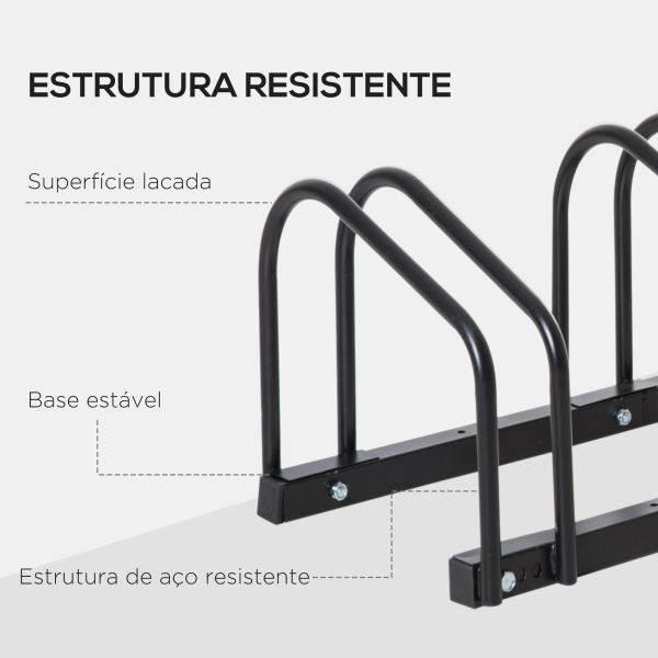 HOMCOM Estacionamento para 6 Bicicletas Suporte de Aço para Estacionar Bicicletas no Chão para Interior e Exterior 179x33x27 cm Preto - Image 8