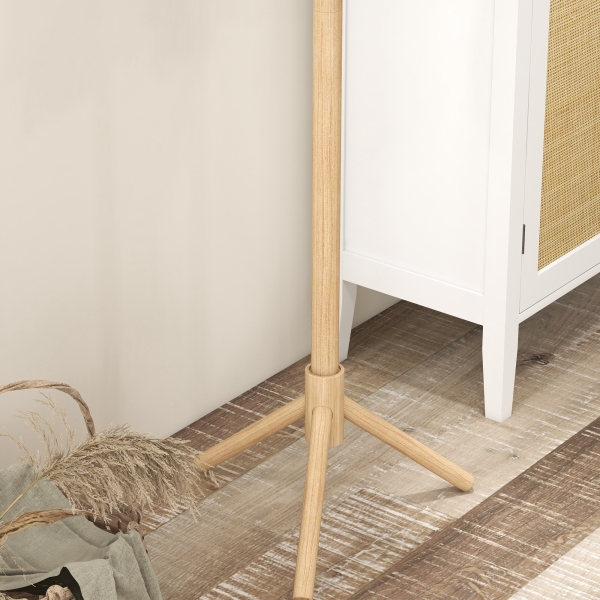 HOMCOM Cabide de Pé de Madeira com 8 Ganchos para Pendurar Roupa e Bolsas Forma de Árvore para Corredor Entrada 40x40x165 cm Natural - Image 8