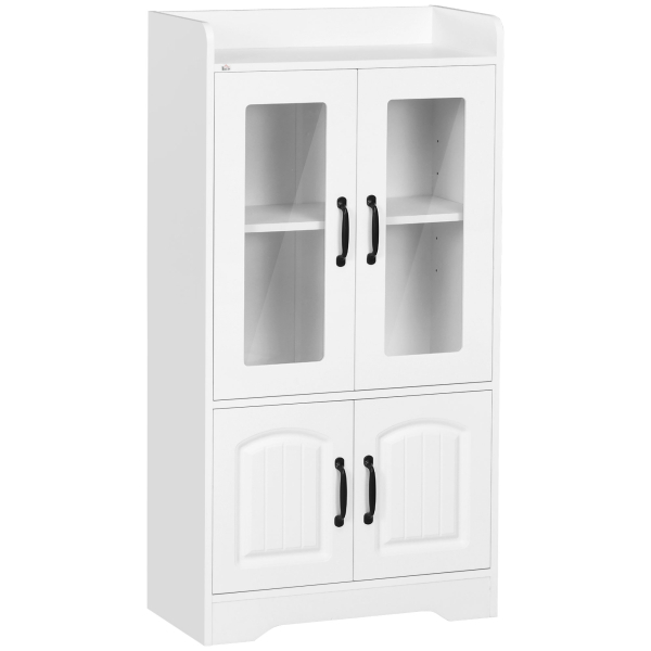 HOMCOM Vitrine Sala de Estar Estante para Livros com Portas de Vidro Prateleira Ajustável e Dobradiças de Fechamento Suave 60x60x116 cm Branco