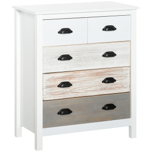 HOMCOM Cómoda com 5 Gavetas Cómoda para Dormitório Moderna com Desenho Anti-Tombo 70x38x85 cm Branco
