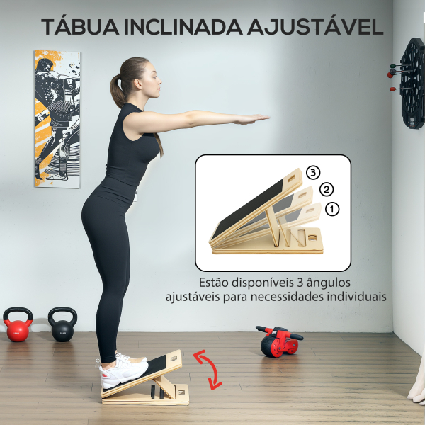 SPORTNOW Barra de Pilates com 6 Faixas Elásticas Tábua Inclinada Ajustável para Treino de Corpo Inteiro em Casa 90x33x3 cm Cinza - Image 6