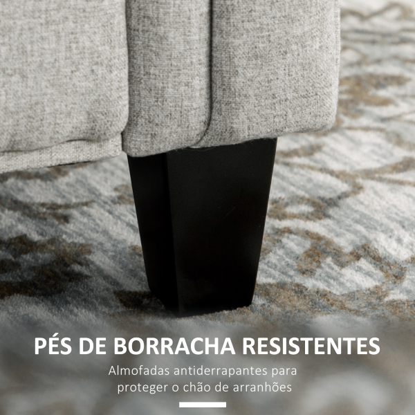 HOMCOM Banco de Pé de Cama de Linho com Dobradiças na Tampa Pés de Madeira e Apoio para os Braços 146,5x49x74,5cm Cinza Claro - Image 5