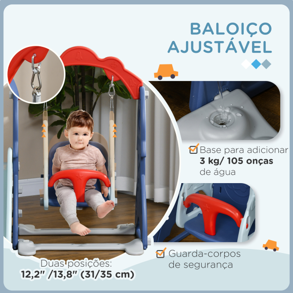 AIYAPLAY Conjunto Escorrega e Baloiço Parque Infantil 3 em 1 com Baloiço Escorrega e Cesta de Basquetebol Multicor - Image 6